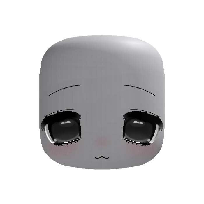 Black Kawaii Sleepy Anime Doll Head Cute Blush