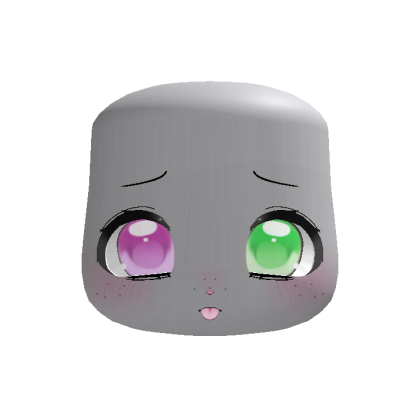 kawaii shy sweet silly puppy face in pink green