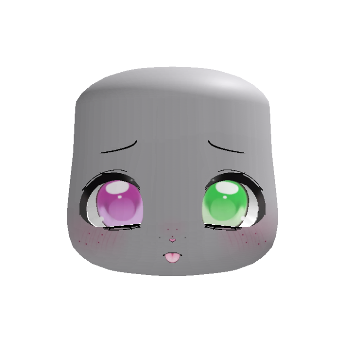 kawaii shy sweet silly puppy face in pink green