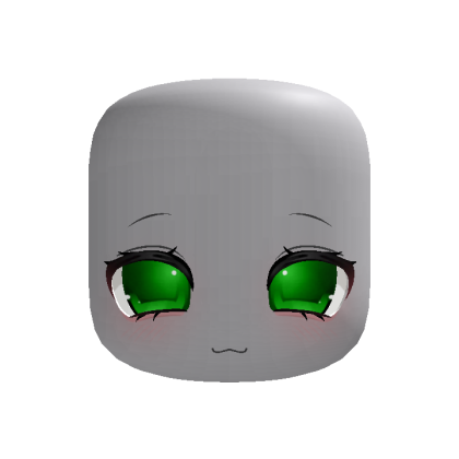 (animated) cute green happy moe doll face