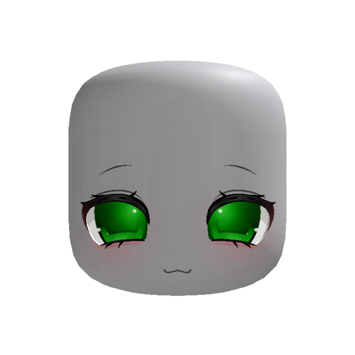 (animated) cute green happy moe doll face