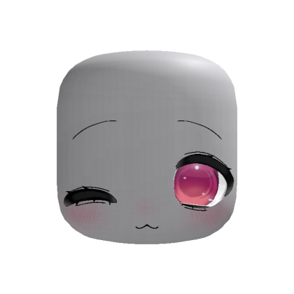 Pink Winking Kawaii Anime Doll Head w Big Eyes