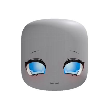 (animated) cute light blue happy moe doll face