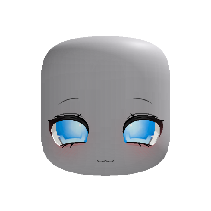 (animated) cute light blue happy moe doll face