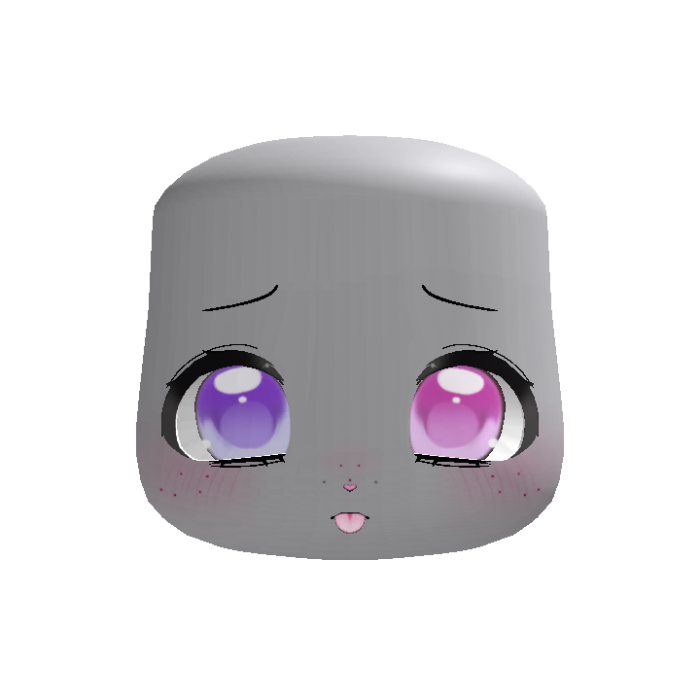 kawaii shy sweet silly puppy face in purple pink