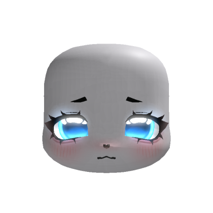 (GLOWING) emissive blue sparkly sad kigurumi face