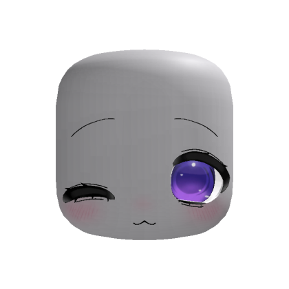 Purple Winking Kawaii Anime Doll Head w Big Eyes