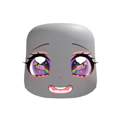 Happy Kawaii Tweencore Face in Purple Cat Rainbow
