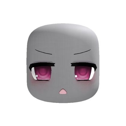animated neutral shocked moe chibi face in pink