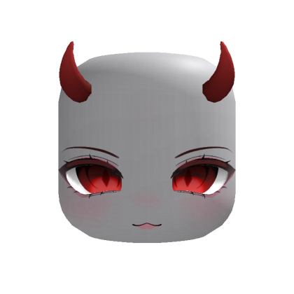 Cute kawaii halloween vampire demon face w horns
