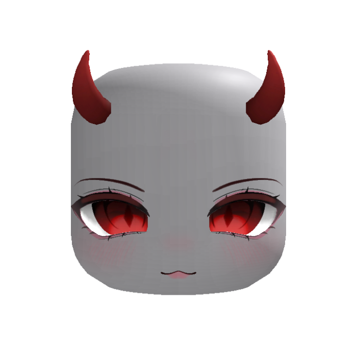 Cute kawaii halloween vampire demon face w horns