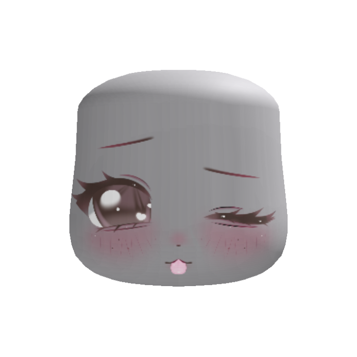 sweet kawaii dreamy blinking girl face brown