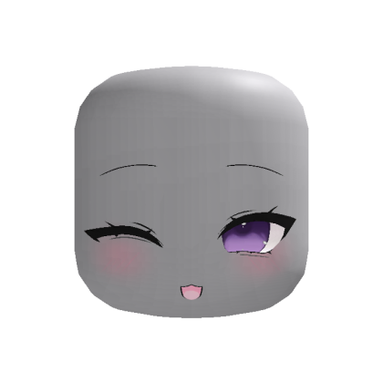 Purple Kawaii Winky Blush Face - Dynamic Head