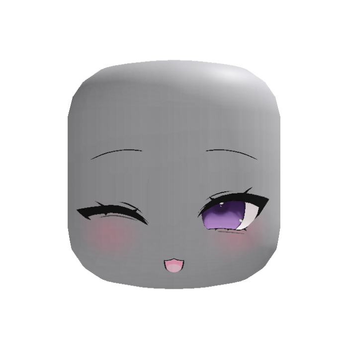 Purple Kawaii Winky Blush Face - Dynamic Head