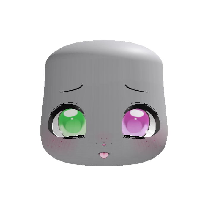 kawaii shy sweet silly puppy face in green pink