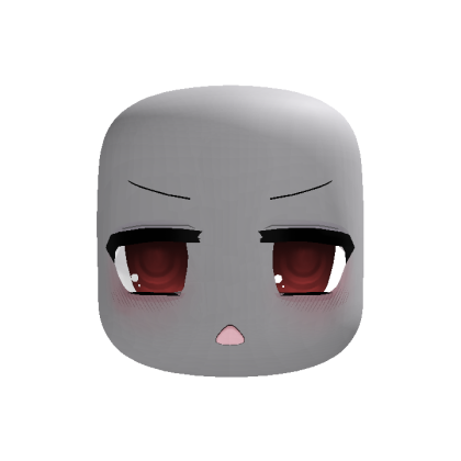 animated neutral shocked moe chibi face in red