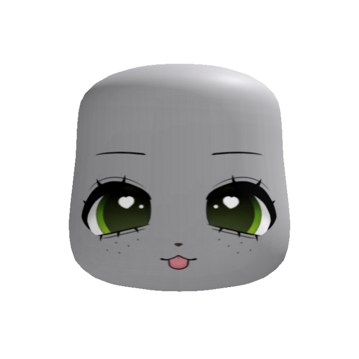 cheeky cute chibi cat girl face (green)