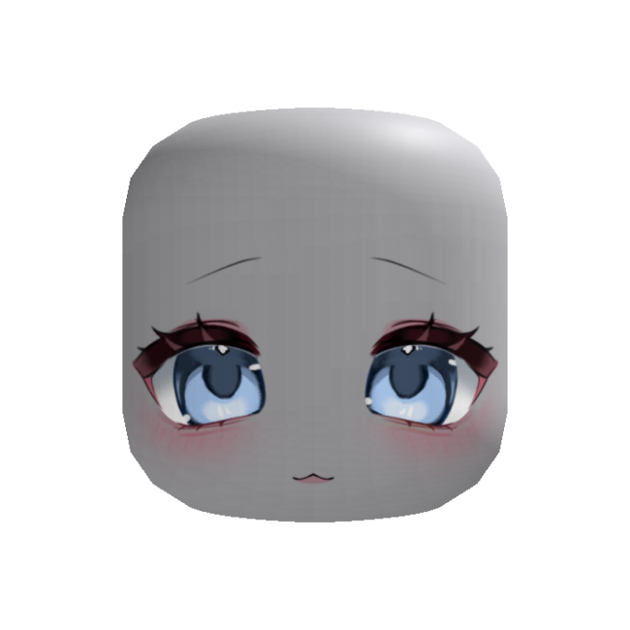 kawaii shy smile chibi anime face (blue)