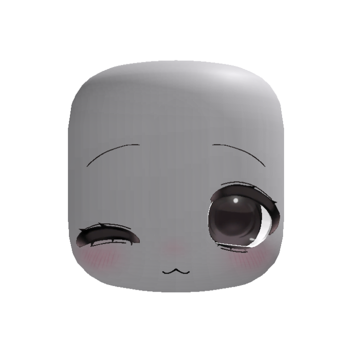 Brown Winking Kawaii Anime Doll Head w Big Eyes
