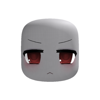 animated neutral shocked moe chibi face in red