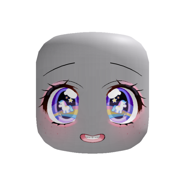 Cute Unicorn Braces Kawaii Freckles Face Purple