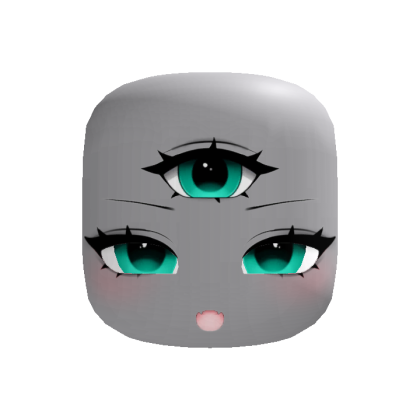 halloween three eyed cute cyclops face teal cyan