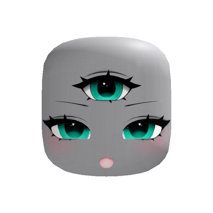 halloween three eyed cute cyclops face teal cyan
