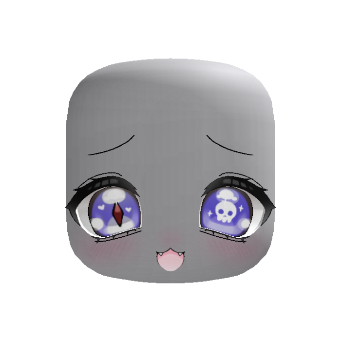 Cute Anime Creepy Eyes Cat Face Dark Blue