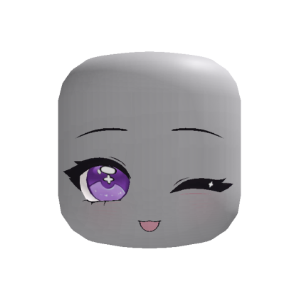 Purple Kawaii Wink Chibi Moe Face - Dynamic Head
