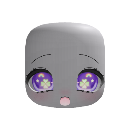 (Animated) Purple Cute Chibi Excited Clover Face