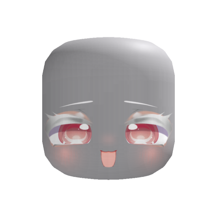 cute chibi albino pink eyed happy face