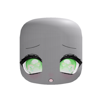 (Animated) Green Adorable Kawaii Worried Face
