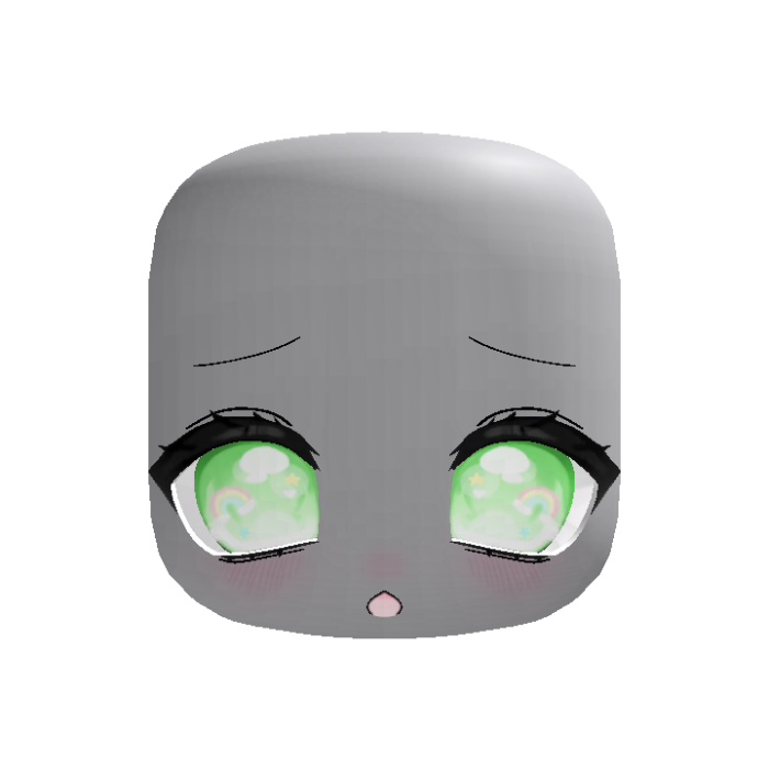 (Animated) Green Adorable Kawaii Worried Face