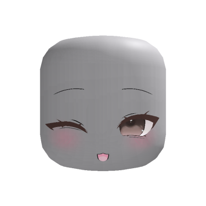 Beige Kawaii Winky Blush Face - Dynamic Head