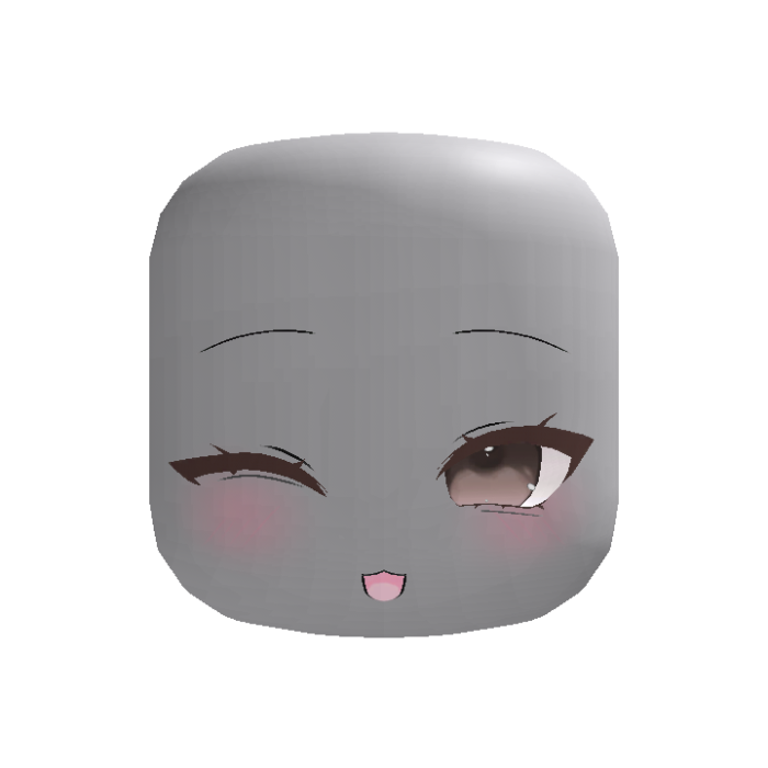 Beige Kawaii Winky Blush Face - Dynamic Head