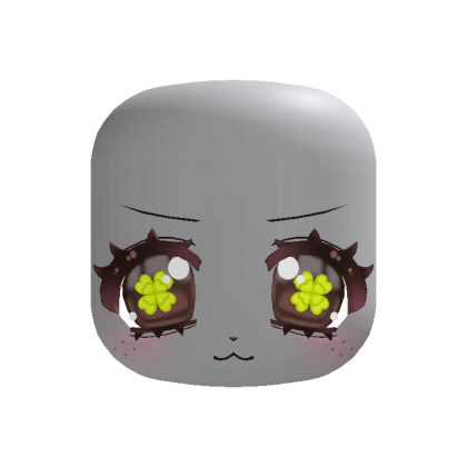 🍀 kawaii bashful clover puppy face in brown