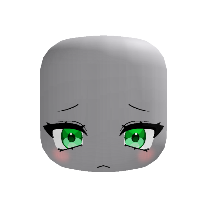 Cute Sad Blush Anime Face (Green) thumbnail