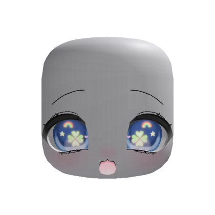 (Animated) Blue Cute Chibi Excited Clover Face