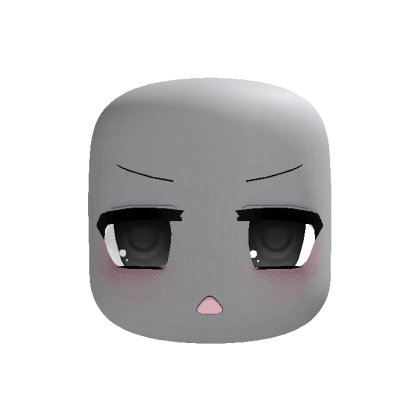 animated neutral shocked moe chibi face in black