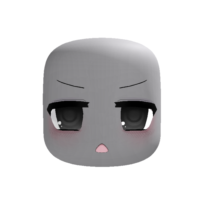 animated neutral shocked moe chibi face in black