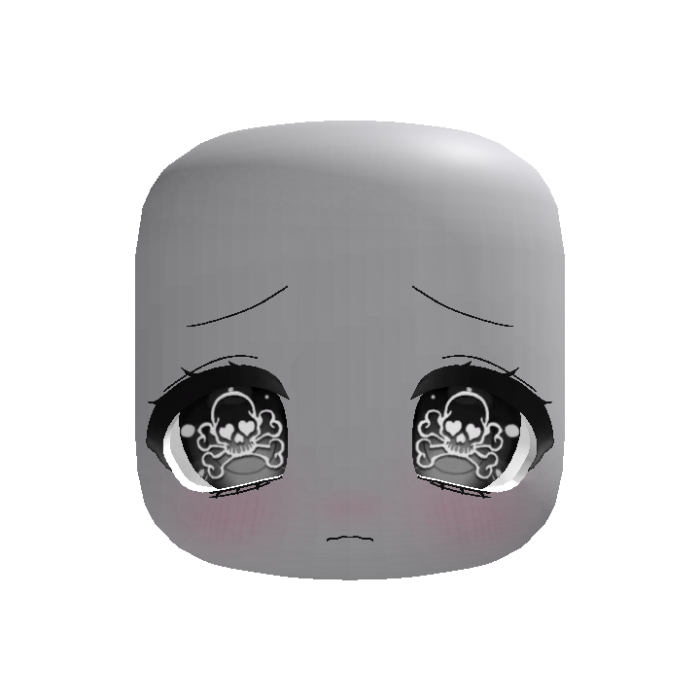 (animated) cute sad moe chibi soft face skull eyes