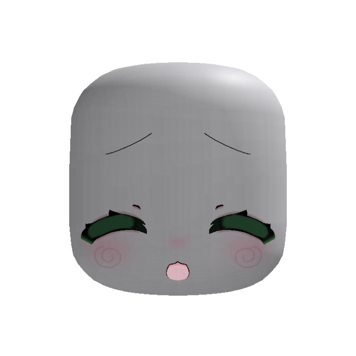 sleepy green baby soft doll face w/ swirly blush