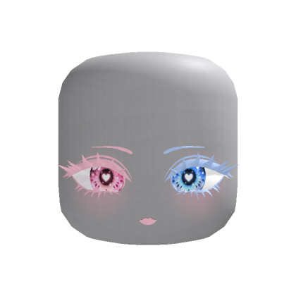 Pink and Blue Animated Heart Face