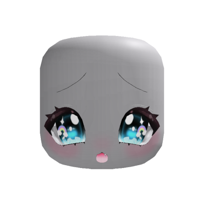 Rainbow Eyed Kawaii Cute Face in Blue