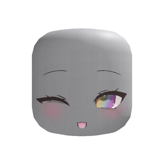 Rainbow Kawaii Winky Blush Face - Dynamic Head