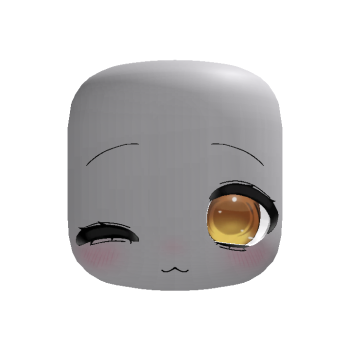 Yellow Winking Kawaii Anime Doll Head w Big Eyes