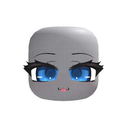 Chibi Smug Silly Tongue Cat Face - Blue thumbnail