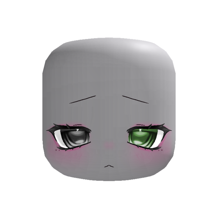 Cute Kawaii Sad Heart Face In Green And Black