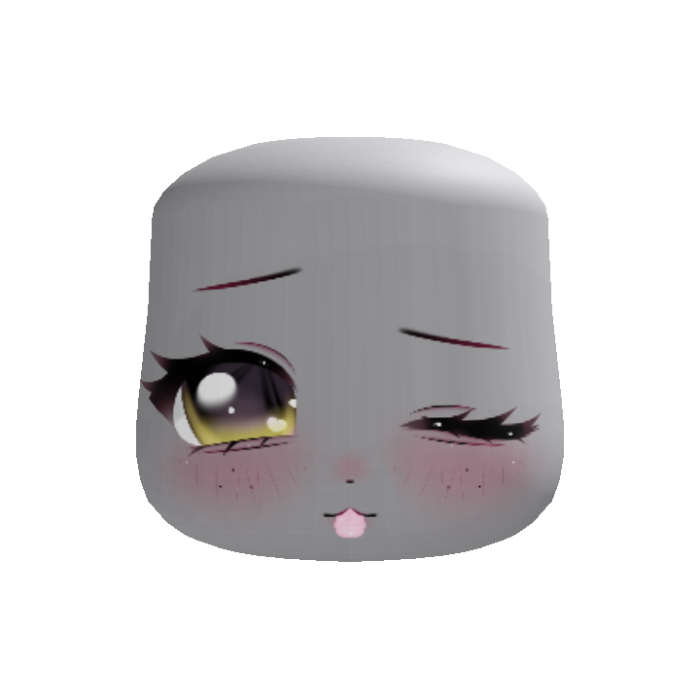 sweet kawaii dreamy blinking girl face yellow