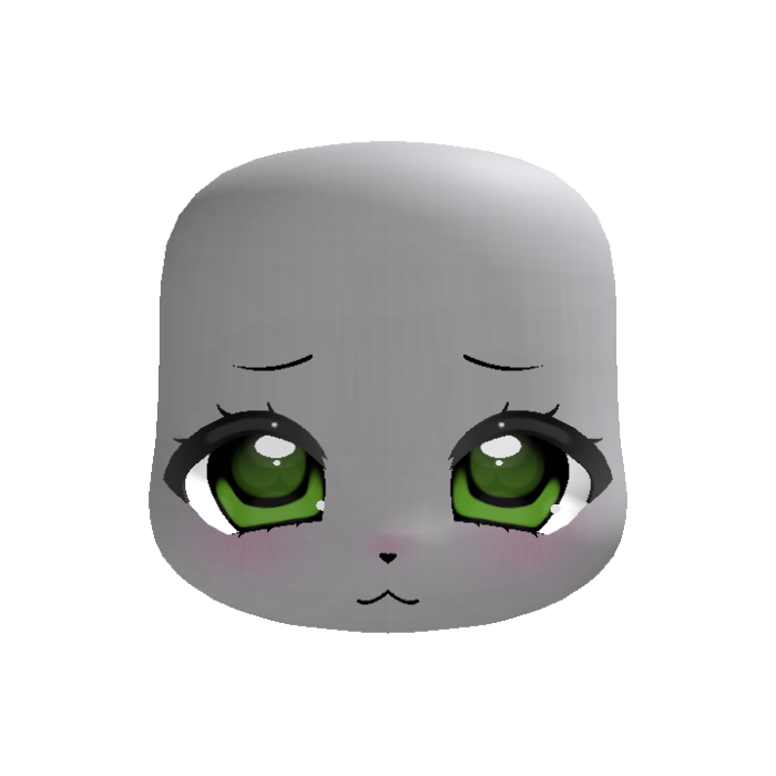 adorable worried green eye kigurumi face